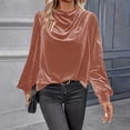 thumbnail image 5 of Tqcoqu Women's Mock Turtleneck Velvet Top,Long Sleeve 2026 Fall Velour Shirts,Trendy Loose Dressy Casual Blouse Daily Wear, 5 of 8