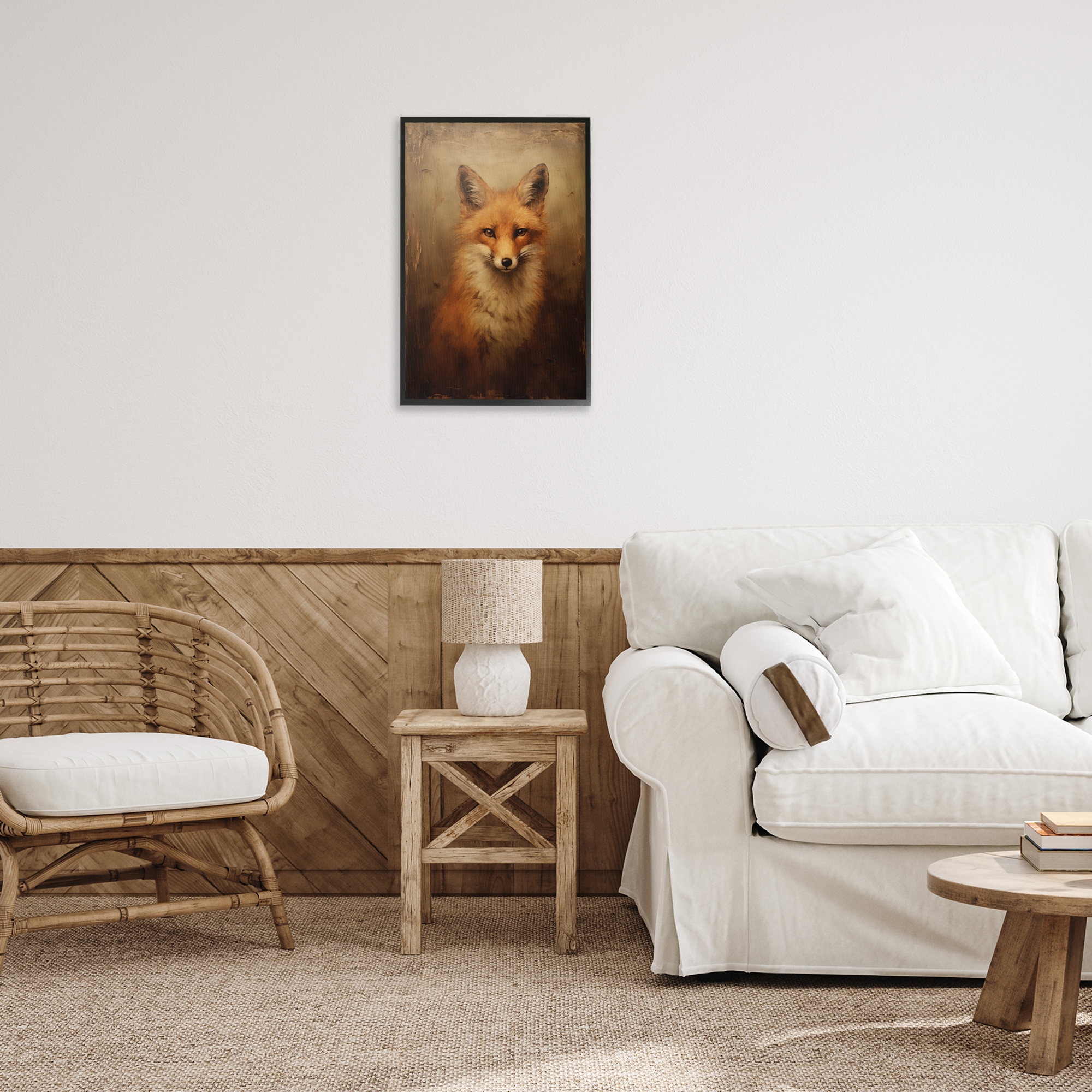 Stupell Industries Dark Fox Visage Animals & Insects Painting Black Framed Art Print Wall Art, 16 x 24