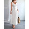 thumbnail image 4 of Women'S Summer Sleeveless Casual Dresses V-Neck Wrinkles Backless Party Dress White M, 4 of 7