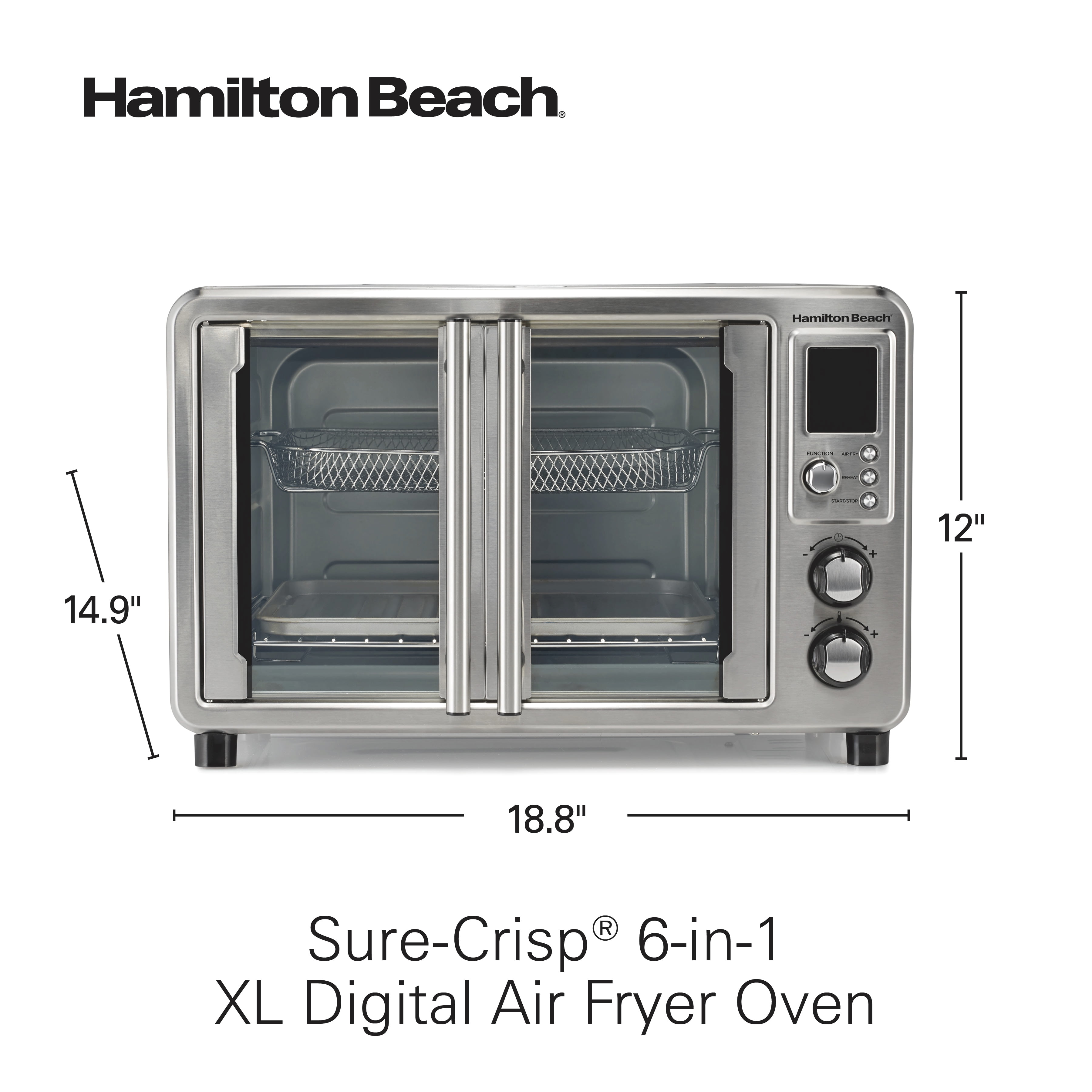 Hamilton Beach Sure-Crisp® 6-in-1 XL Digital Air Fryer Oven with French Doors, 6-Slice Capacity, 31191J