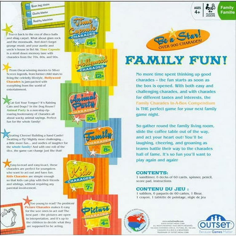 Outset Media Charades Famiglia – Gioco Di Mimica Con 880 Azioni – Serata Di Gioco Per 2+ Squadre – Età 10+ - 5