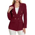 thumbnail image 2 of Tusihei Women's Lapel Blazer Long Sleeve Open Front Casual Suit Jacket Solid Work Office Outerwear Fall Trendy Coats for Women, Wine XL, 2 of 9