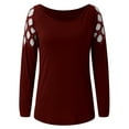 thumbnail image 4 of ORQ Womens Hollow Cold Shoulder Scoop Neck Long Sleeve Casual T-Shirts, 4 of 4