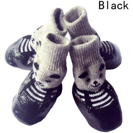 4Pcs Dog Boots Shoes Socks with Anti-Slip Sole Adjustable Waterproof Breathable Paws Protector