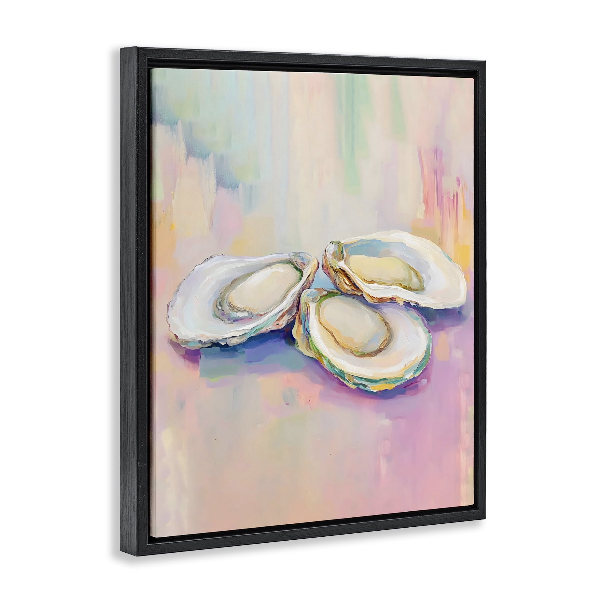 Stupell Industries Pastel Oysters Harmony Black Framed Floater Canvas Wall Art, design by The Prints Vibe