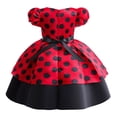 thumbnail image 4 of 8T Big Girls Wedding Princess Dress Party Dress Formal Prom Dress 9T Big Girls Short Bubble Sleeve Cute Polka-Dot Prints Patchwork Hemline Princess Dress Prom TuTu Dress Red, 4 of 7