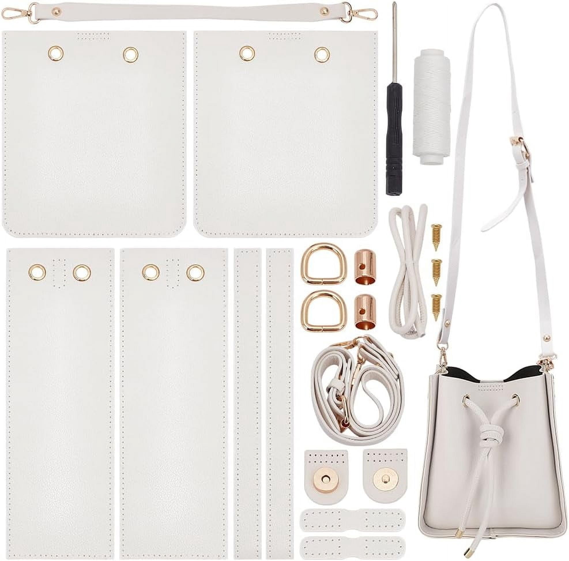 DIY Imitation Leather Sew on Women's Crossbody Bucket Bag Making Kit including Fabrics D Rings Screw Cord and Needle Screwdriver Sienna Fihished Product: 220x200x100mm