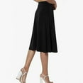 thumbnail image 2 of A-Line Midi Skirts for Women - High Waist Knee Length Flared Casual Stretchy Flowy Skirt Black M, 2 of 8