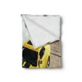 thumbnail image 2 of Manly Soft Flannel Fleece Throw Blanket, Yellow Sports Car Drifting Photography Smoke Fast Speed Competition Picture, Cozy Plush for Indoor and Outdoor Use, 70" x 90", Yellow Warm Taupe, by Ambesonne, 2 of 5