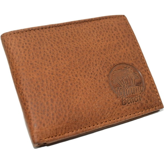 Miami Beach Men's Real Leather Bifold Trifold Wallet RFID Blocking Wallets for Men Bifold