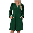 thumbnail image 2 of Neewe Women's Ribbed Knit Sweater Dress Casual Long Sleeve V Neck Bodycon Pleated A Line Long Dress Streetwear, 2 of 8