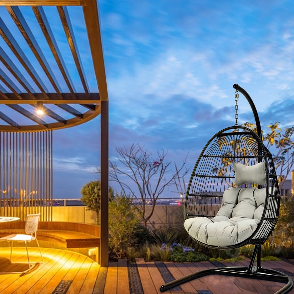 Single Rattan Wicker Swing Chair 3.0mm Thicken Steel Pipe Swing Chair Indoor Outdoor Furniture