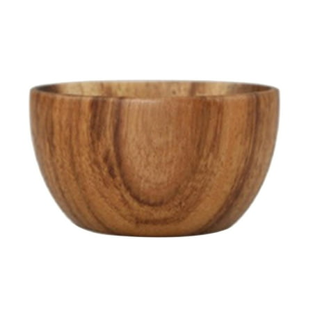 

Premium Round Natural Wooden Salad Bowl Utensils Fruit Serving Bowls 10x6cm