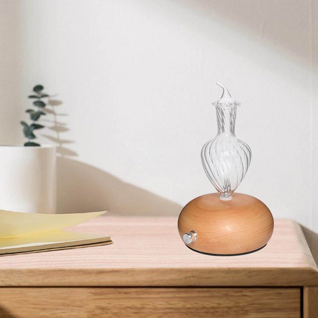 Langgg Waterless Nebulizing Essential Oil Diffuser Air Humidifier Cool Electric Aromatherapy Mist Wood Grain Nebulizer D