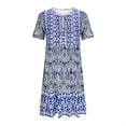 thumbnail image 3 of Vestido de Verano de Manga Corta para Mujeres, Moda Casual Sexy Plegado Botón de Impresión Cuello en V para la Fiesta Y el Verano, 3 of 6