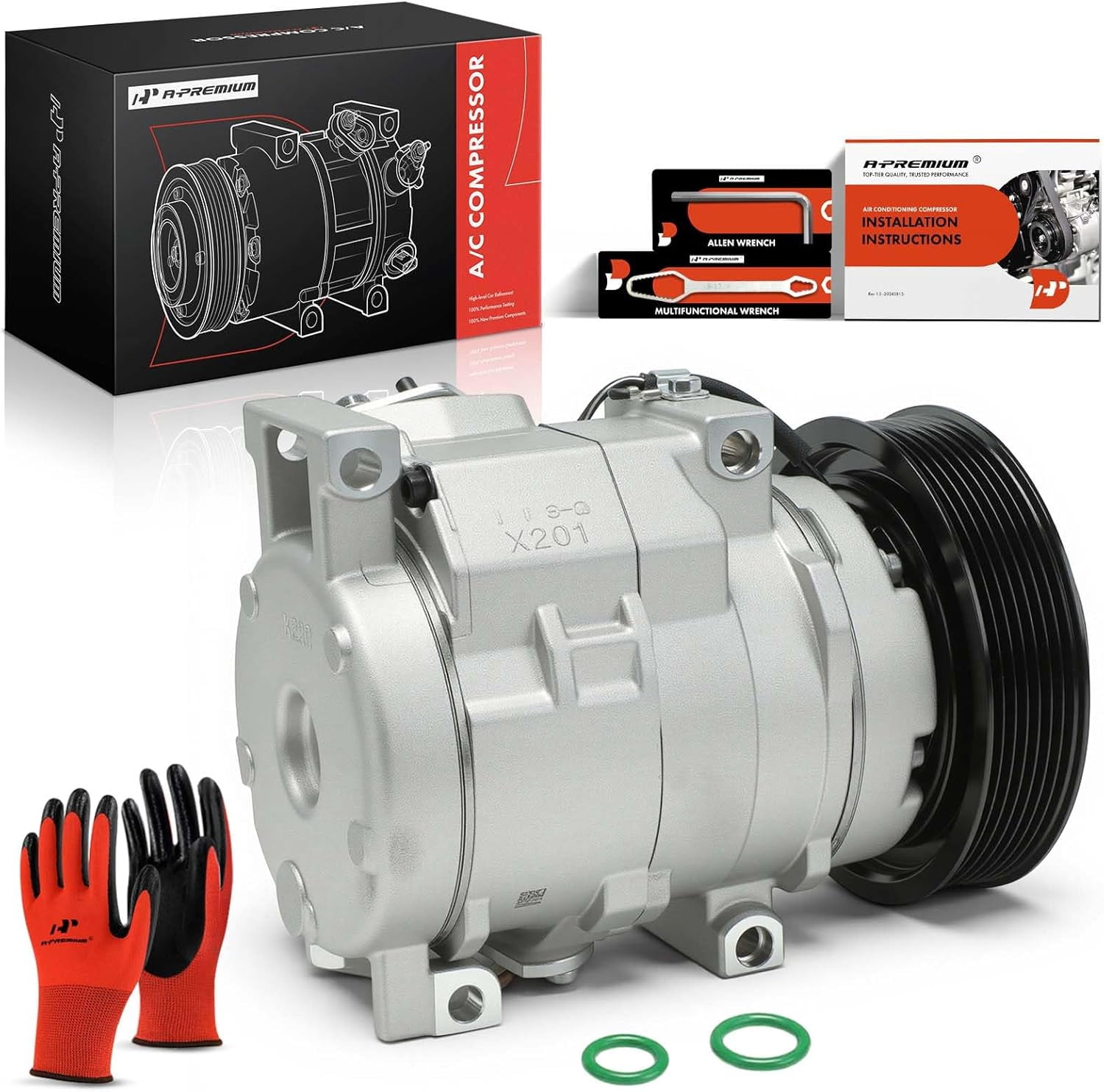A-Premium AC Compressor with Clutch Compatible with Toyota Camry 2002-2006 Highlander 2001-2007 Solara 2002-2008 L4 2.4L