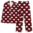 thumbnail image 3 of Tnhcen Women's Heart Print Home Clothes Pajamas Set Women's Long Sleeve Sleepwear Soft Pjs Set Two Piece Button Down Pj Set With Pockets, 3 of 6