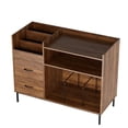 thumbnail image 3 of Record Player Stand with Storage for 500+ Albums, Mid-Century Modern Turntable Shelf & Drawers Sturdy Wood & Metal Audio Console for Living Room, 3 of 19