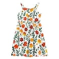 thumbnail image 5 of Summer Dresses Casual Floral Boho Square Neck Midi Dress Spaghetti Straps Floral Tie Sundress Smocked Shir Party Dress 2-12 Years, 5 of 6