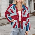 thumbnail image 3 of Jackets for Women Winter Coat Jackets Flannel Stand Collar Jacket(Glittery Union Jack Flag,Size:S-4XL), 3 of 7