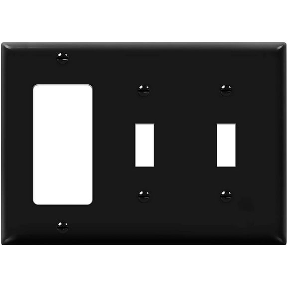 ENERLITES Combination Triple Light Switch Plate, Double Toggle/Single Decorator Switch, Standard Size 3-Gang, Polycarbonate Thermoplastic, 881231-BK, Black