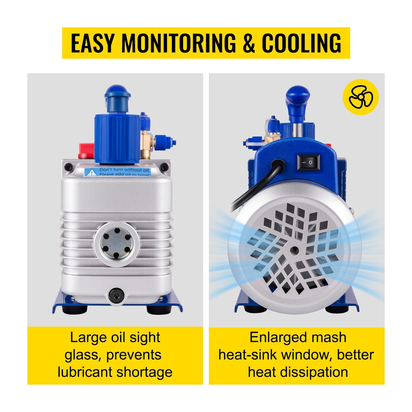 Vacuum Pump,4.8CFM AC Refrigerant Vacuum Pump With Gauges HVAC Refrigeration Home Vacuum Packing Air Condition Automobile Maintenance ,Outstanding Oil Inlet System