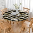 thumbnail image 3 of Black Marble Gold Wave Pattern Round Fitted Tablecloth with Elastic Edge,Dining Table Cover Waterproof,Outdoor Round Tablecloth for Camping,Dining,Indoor and Outdoor, 3 of 7