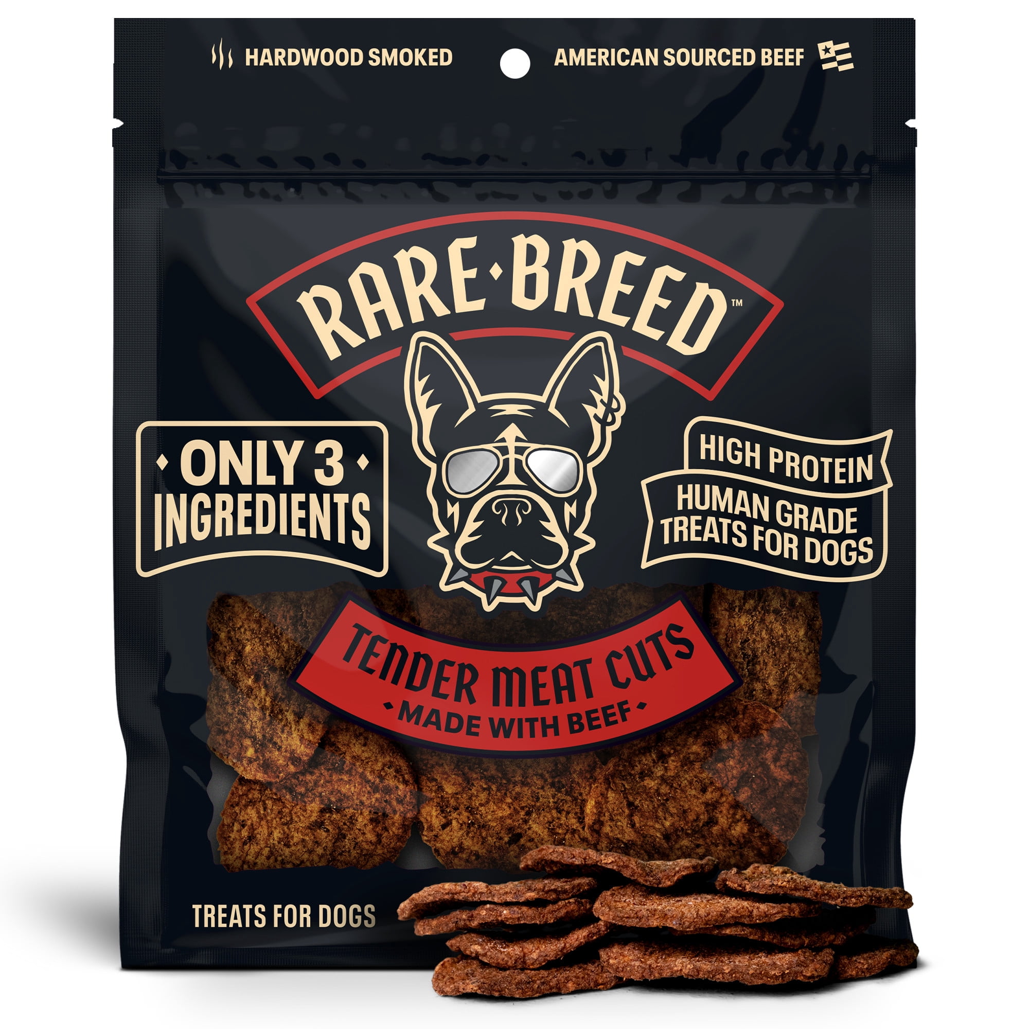 (7 pack) Rare Breed Dog Treats, Tender Meat Cuts Made with Beef, 3 Ingredients, Human Grade, 4.5 Ounce pack, for All Dog Sizes