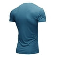 thumbnail image 4 of Camiseta de cuello en V ajustada para hombre: camiseta elástica de manga corta para culturismo, 95 % poliéster, 5 % elastano, tejido de canalé para el gimnasio y el entrenamiento., 4 of 5