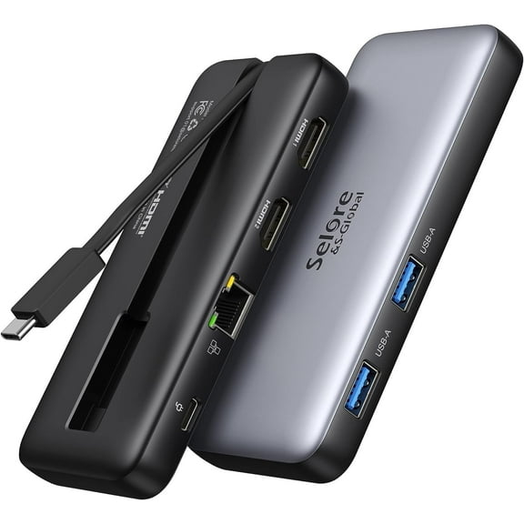 Clearance！！！USB C Docking Station for Laptop Dual Monitor, 8 in 1 USB C Hub with 2 HDMI,Ethernet,USB 3.0, 100W PD Port