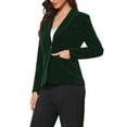 thumbnail image 4 of INSPIRE CHIC Velvet Blazer for Women Long Sleeve Notch Lapel Button Vintage Work Office Blazers with Pockets XL Dark Green, 4 of 6