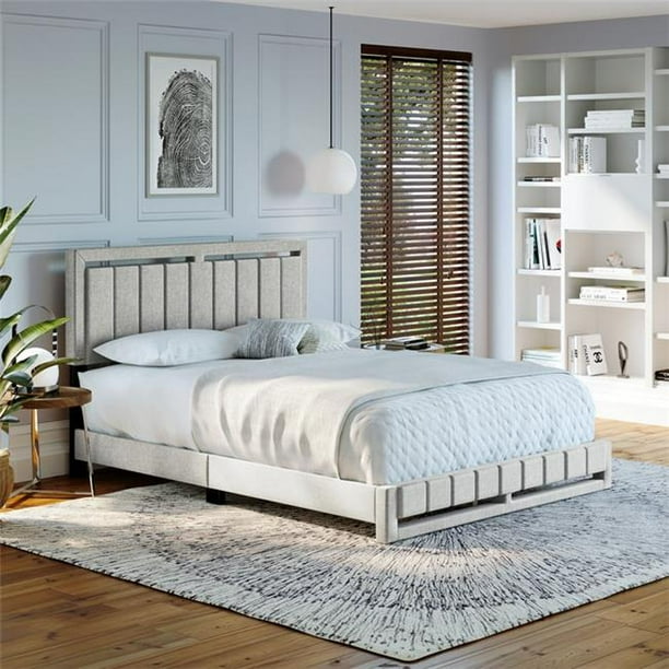 Boyd Sleep SEPBWT201TW Sybil Linen Upholstered Platform Bed