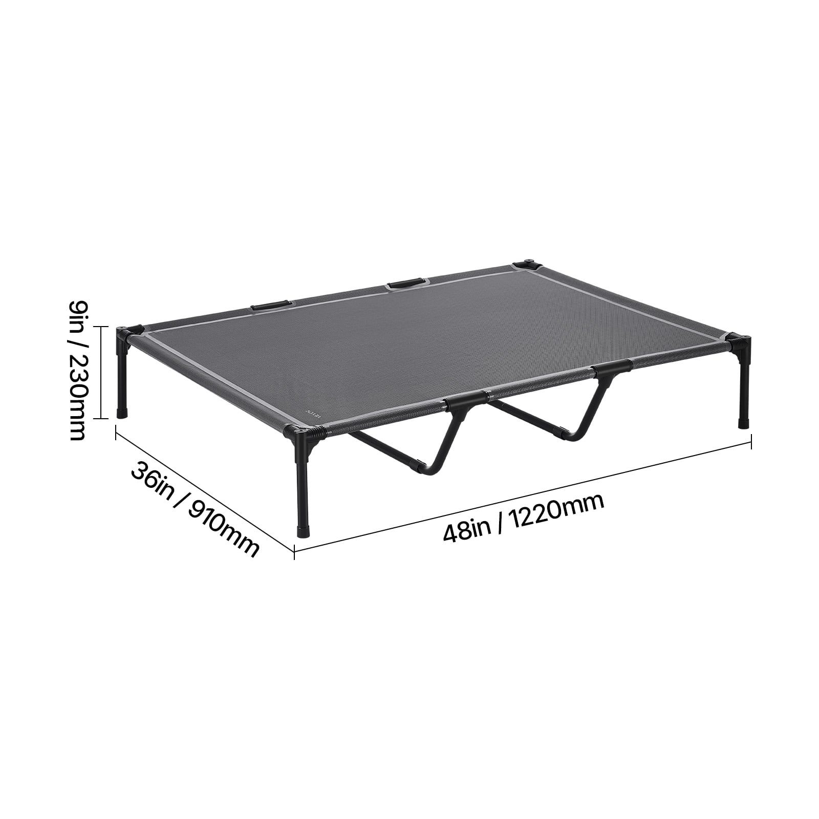 VEVOR Elevated Dog Bed for Large Dogs, Portable Raised Dog Cot with Steel Metal Frame and Breathable Teslin Mesh, Indoor & Outdoor Pet Cooling Raised Hammock Bed, XL, Gray