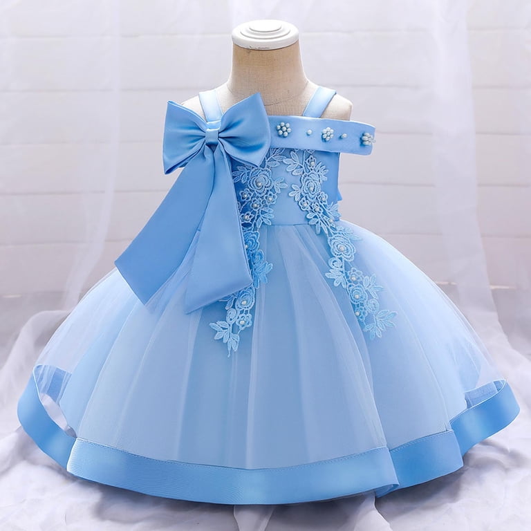 blue christening dress Inga Blue Strapless Floral Embroidered Maxi Dress main image 0