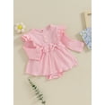 thumbnail image 3 of Bagilaanoe Newborn Autumn Outfits Baby Girl Rompers Dress Ruffle Long Sleeve Bodysuit 6M 12M 18M 24M Infant Patchwork A-line Dresses, 3 of 9