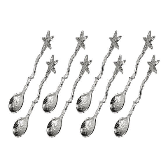 Uxcell 8pcs Star Shaped Spoons, 4.3 Inch Coffee Spoon, Stirring Spoon, Tea Spoon, Dessert Spoon, Curve Handle Spoon Kitchen Gadget, Black