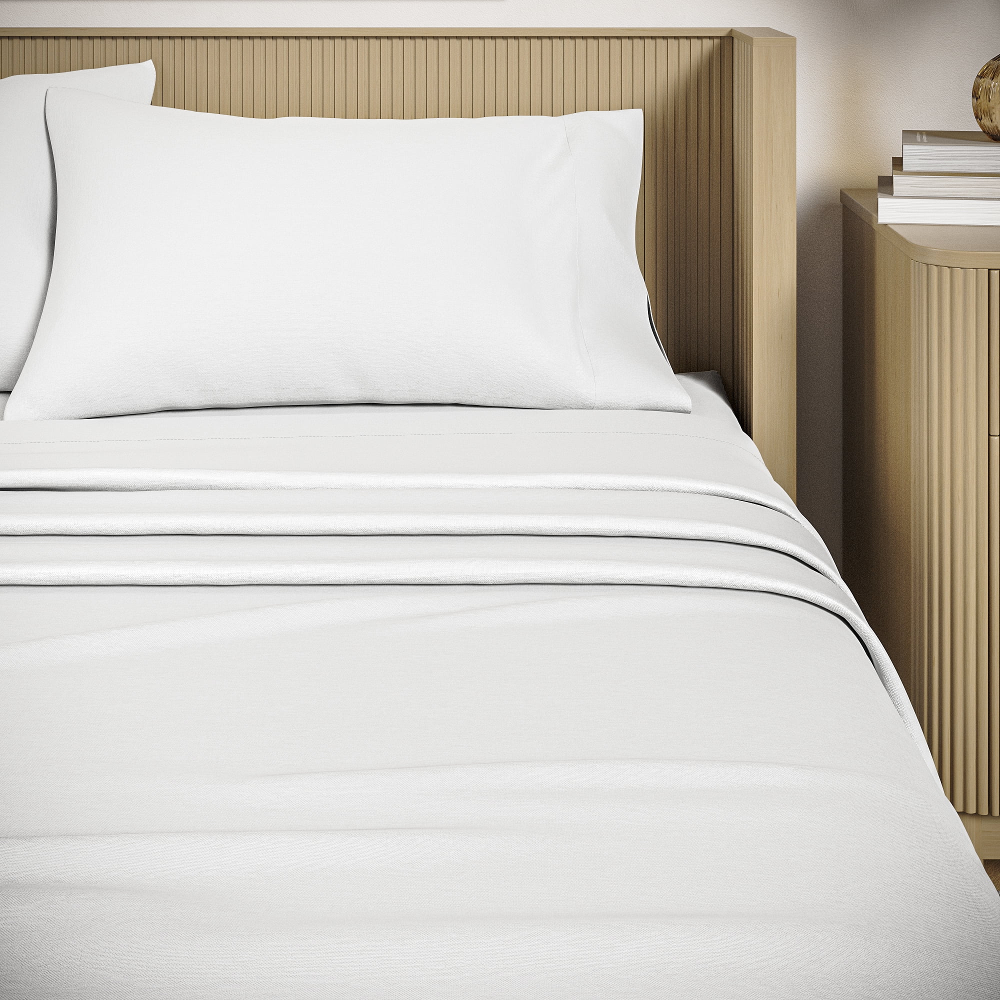 Beautiful Solid 4-Piece Percale White Sheet Set, King by Drew Barrymore, BEAUTIFUL BT 200 PERCALE WHT K