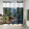 thumbnail image 6 of No Hook Shower Curtain, Forests Bears Shower Curtains for Bathroom with See Through Top Window, Modern Art Mountain Animals Watercolor Waterproof & Washable Bath Curtain Long 72"x78", 6 of 9
