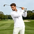 thumbnail image 5 of Polo Shirts for Men Cotton Breathable Sun Protection Long Sleeve Golf Collared Shirt for Casual Work Travel, 3 Buttons, 5 of 5