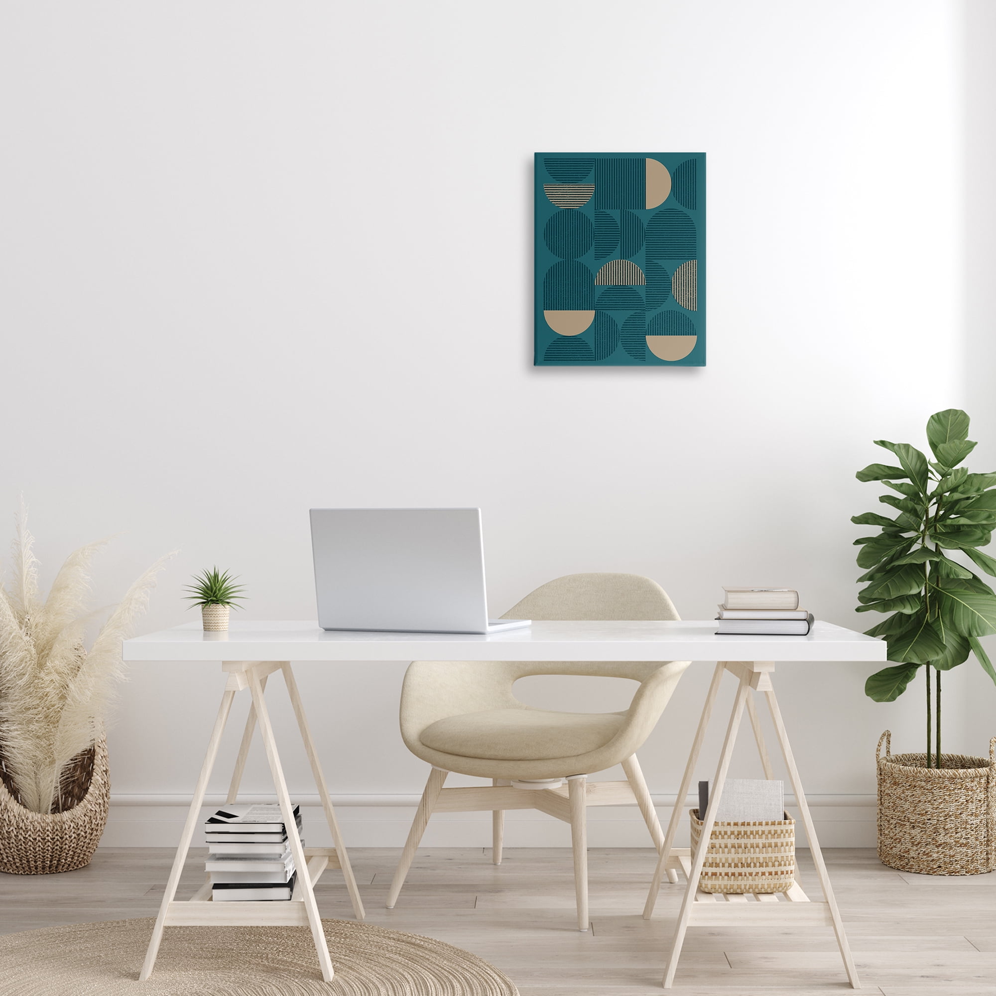 Stupell Industries Blue Modern Arch Shapes Abstract Painting Gallery Wrapped Canvas Art Print Wall Art, 16 x 20
