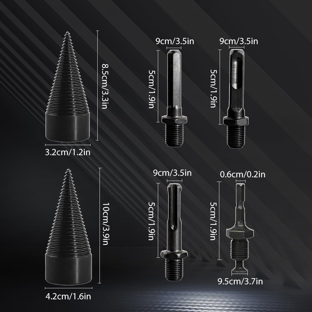 Firewood Drill Bit Set, 32mm Wood Splitters Drill Bit, Detachable Heavy Duty Electric Drills,  for Firewood, for Home and Outdoor Use