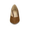 thumbnail image 6 of BLISSFUL STEP Women's Dress Pumps Pointed Toe Stiletto Heel Slip On Mid Heel Shoes Brown 8.5, 6 of 7