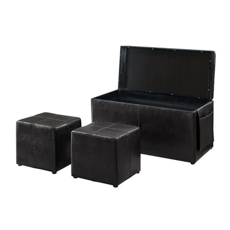 Oversized Trays For Ottomans Lifestyle Solutions Isabel Bench Three Piece Set with Two Ottomans with Tray & Storage, Java ()