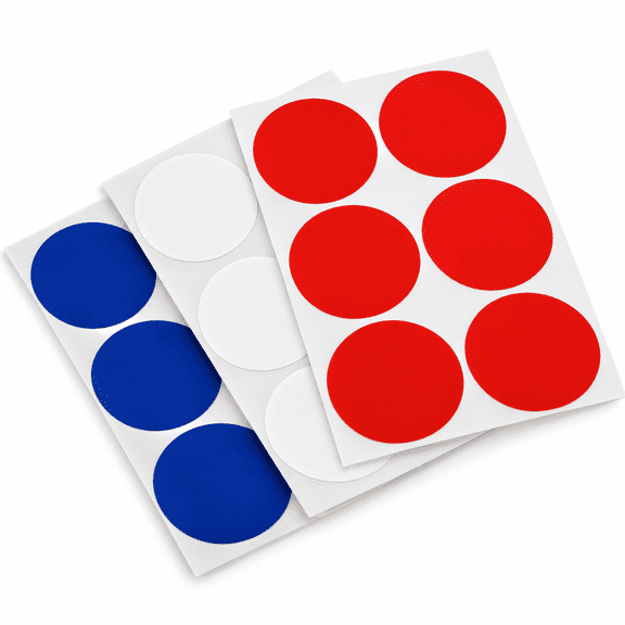Round dots stickers in Red, White and Blue 50mm - All american colored dot labels 4th of July - 72 pack by Royal Green