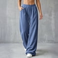 thumbnail image 6 of LUVDA Women's Corduroy Wide Leg Pants Drawstring Elastic Waist Lounge Trousers with Pockets, 6 of 9