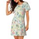 thumbnail image 2 of Balery Watercolor Wildflowers Camisón de manga corta con cuello redondo para mujer, cómodo y elegante., 2 of 6