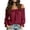 *Wine, variant on ClodeEU Women's Off Shoulder Long Sleeve Blouse, Casual Solid Color Top with Ruffled Trim Light Blue,Women's Plus L