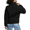 thumbnail image 4 of Lovskoo 2024 Womens Winter Coats Quilted Jacket Long Sleeve Solid Color Casual Stand Collar Cardigan Cotton Jacket Outerwear Padded Coat Black, 4 of 6