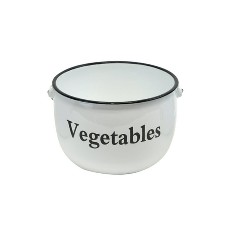 3pc Set White Enamel Produce Storage Bucket Metal Vegetable Bin Farmhouse Decor 3pc Set White Enamel Produce Storage Bucket Metal Vegetable Bin Farmhouse Decor
