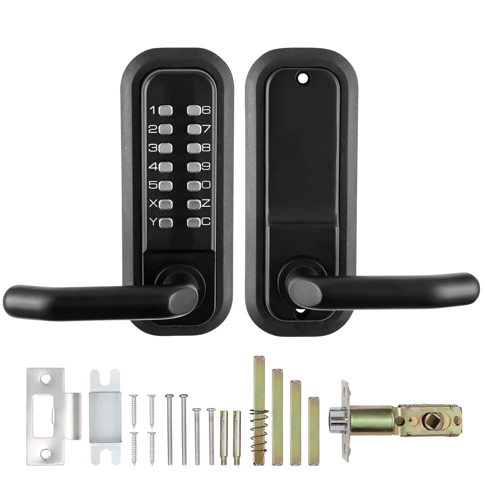 Mechanical Keyless Door Lock Gen2 Adjustable Handles Surface Mount 1.4-2.5 Inch Door Compatibility Zinc Alloy No Batteries for Gate Garden Garage
